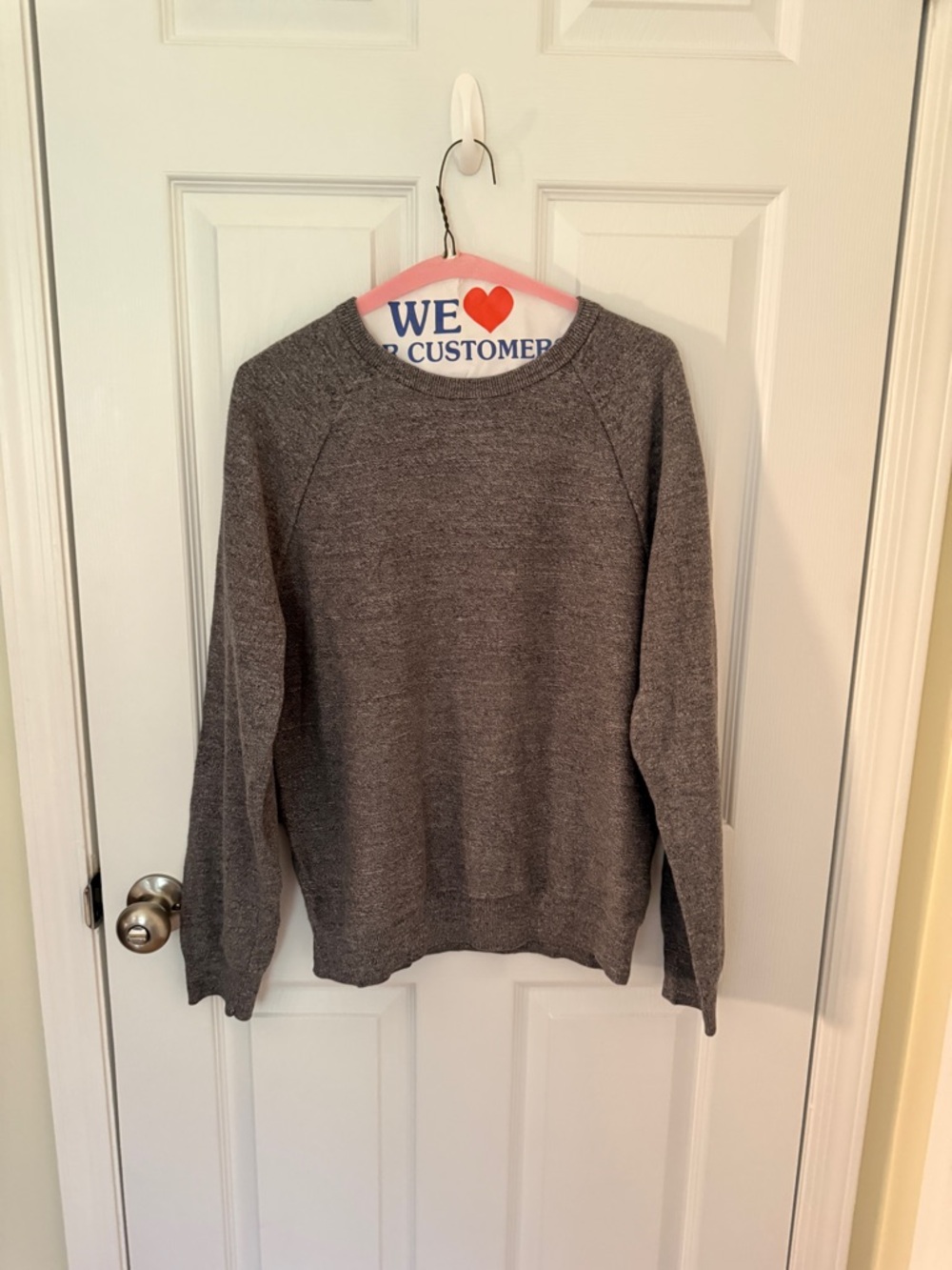 J. Crew Men's Gray Raglan Crewneck Sweater